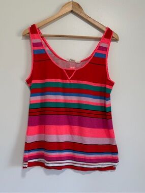 Roxy‎ Multi-Color Striped Lace-Trim Tank Top Size M